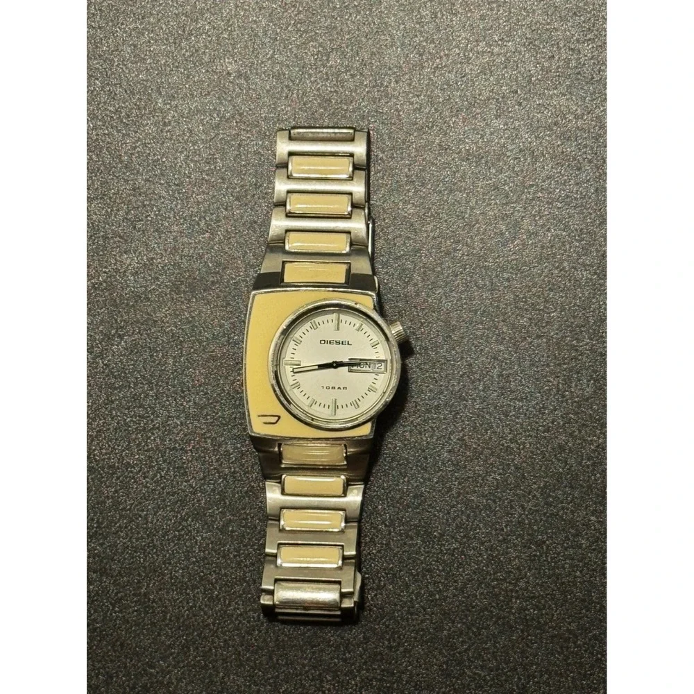 Mens Vintage‎ Diesel DZ4067 Stainless Steel Watch White Steel 10 Bar Y2K Retro